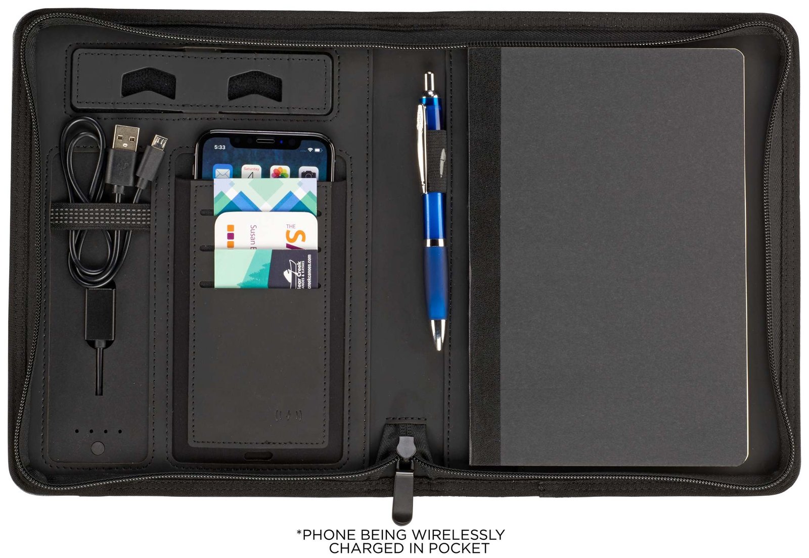 Stockton 5000 mAh Wireless Charging Journal with FSC® Mix Paper - Image 5