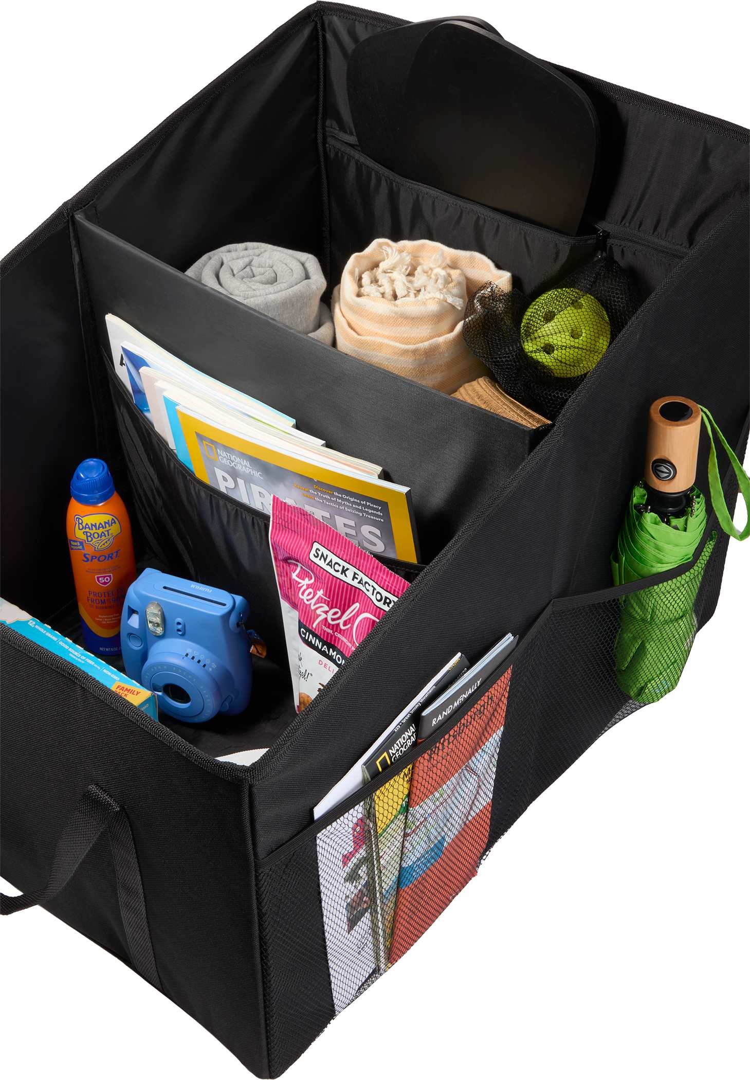Recycled Trunk Organizer with Divider, Mesh Pockets & Carry Straps - Image 6