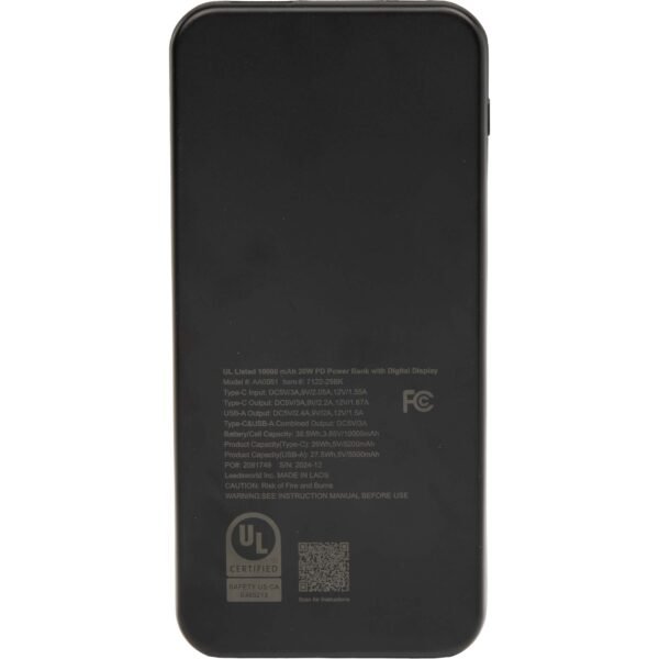 UL Listed 10,000 mAh 20W Digital Display Power Bank - Image 5