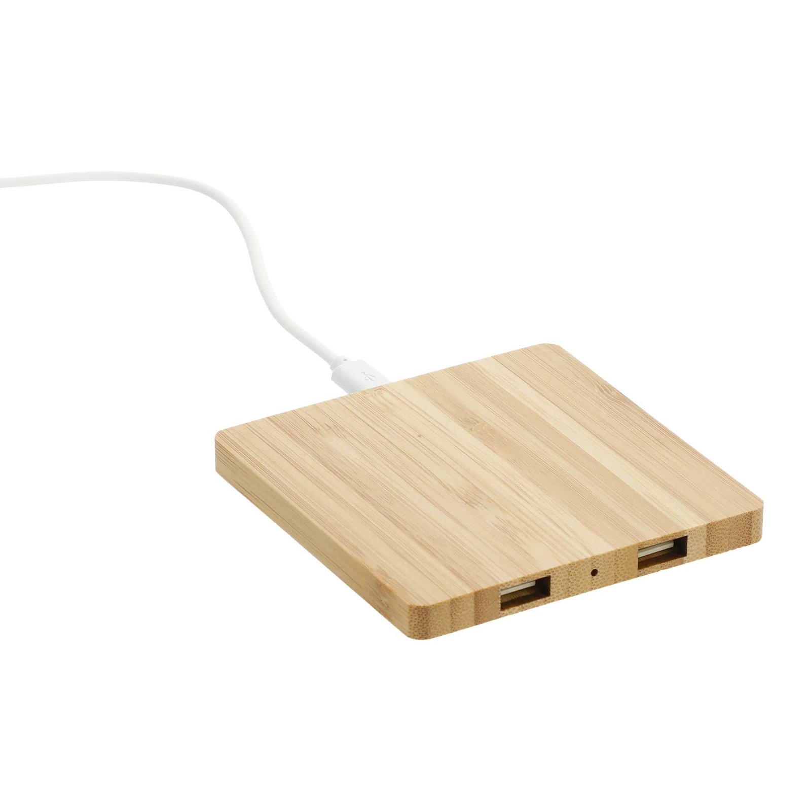 FSC® 100% Bamboo Wireless Charging Pad with Dual Outputs - Image 4
