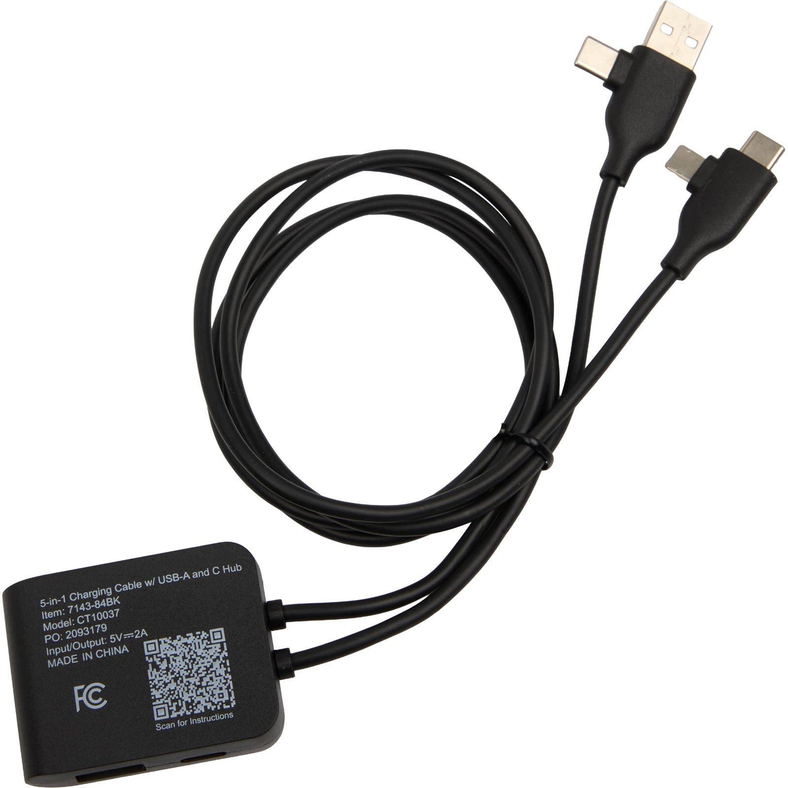 5-in-1 Charging Cable with USB-A/C Hub - Image 2