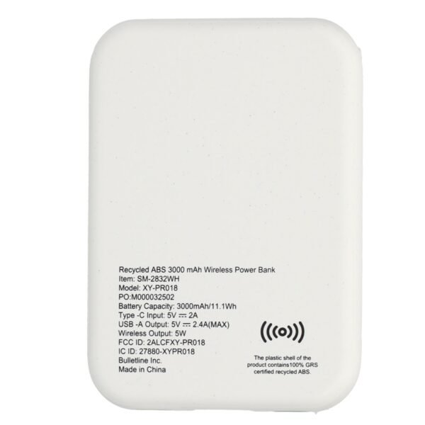 Recycled ABS 3000 mAh Wireless Power Bank - Image 7