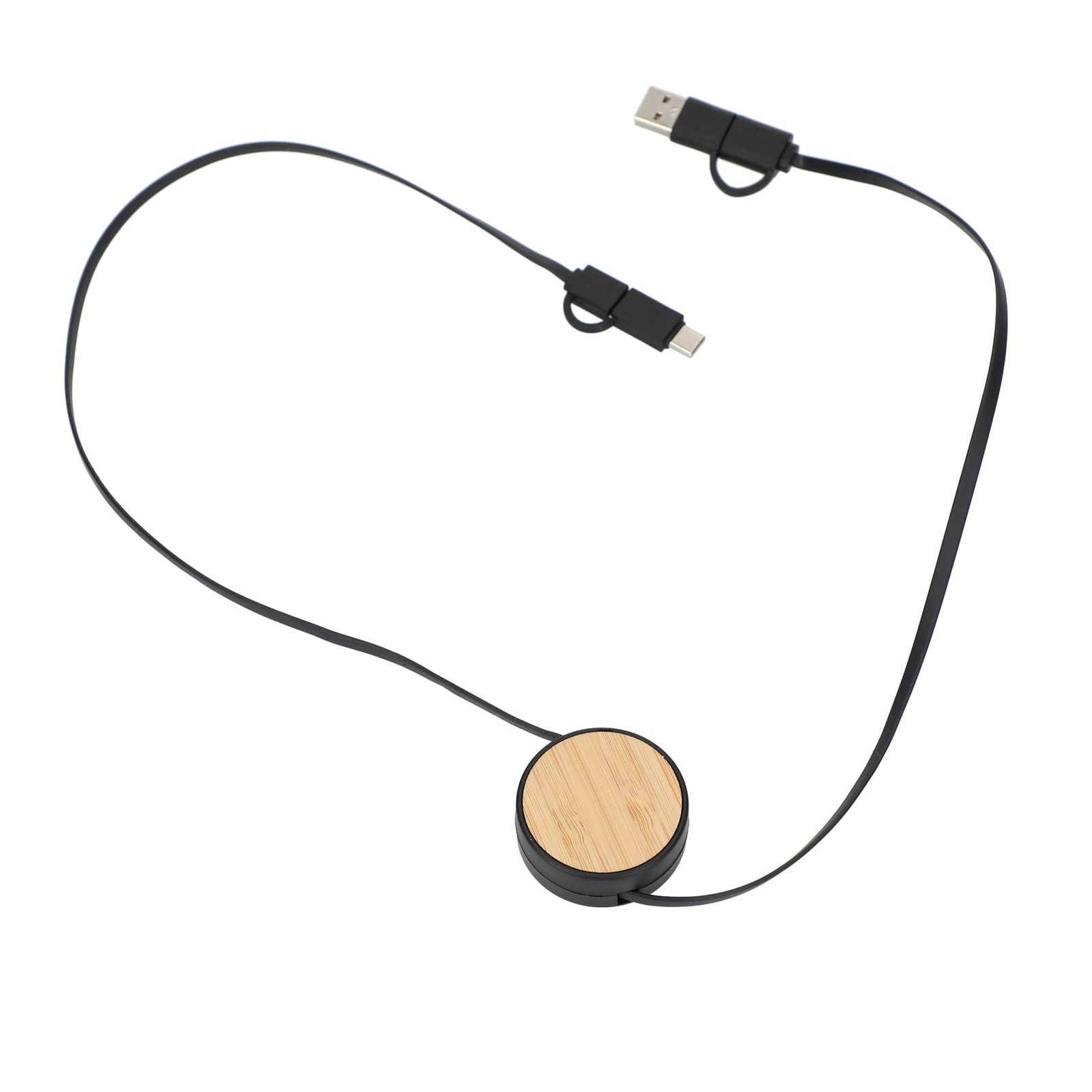 FSC® 100% Bamboo Retractable 5-in-1 Charging Cable - Image 2