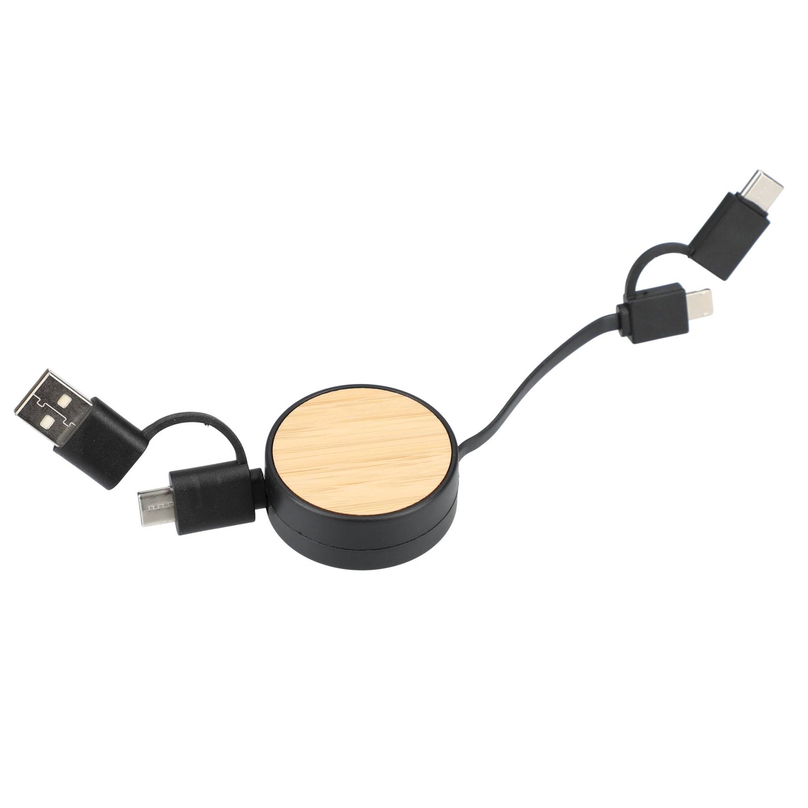 FSC® 100% Bamboo Retractable 5-in-1 Charging Cable - Image 4