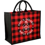 Buffalo Plaid Printed Jute Tote - Image 6