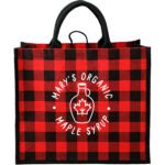 Buffalo Plaid Printed Jute Tote