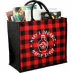 Buffalo Plaid Printed Jute Tote - Image 5