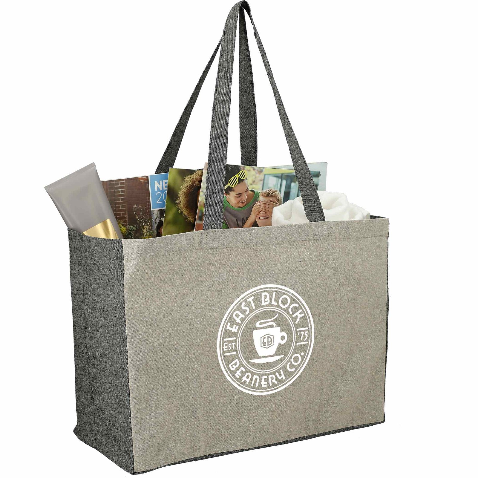 Recycled Cotton Contrast Side Shopper Tote - Image 5