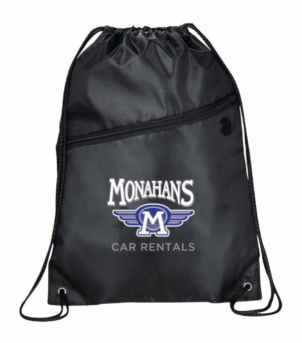 Robin Drawstring Polyester Bag with Front Zipper Pocket