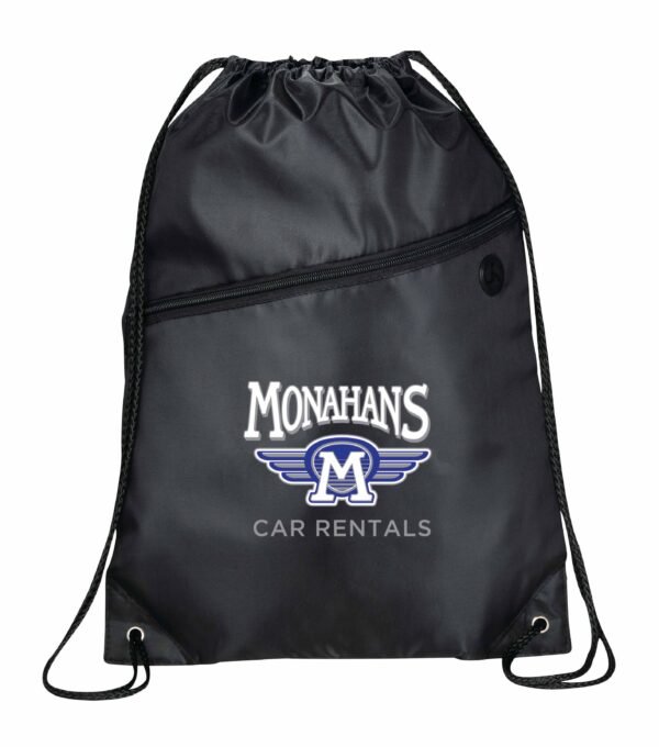 Robin Drawstring Polyester Bag with Front Zipper Pocket - Image 3