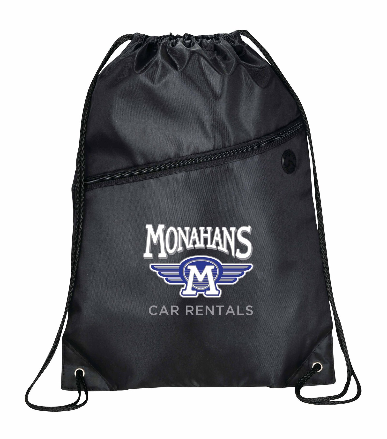 Robin Drawstring Polyester Bag with Front Zipper Pocket - Image 3