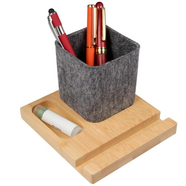 Recycled Felt & Bamboo Pen Holder - Image 3