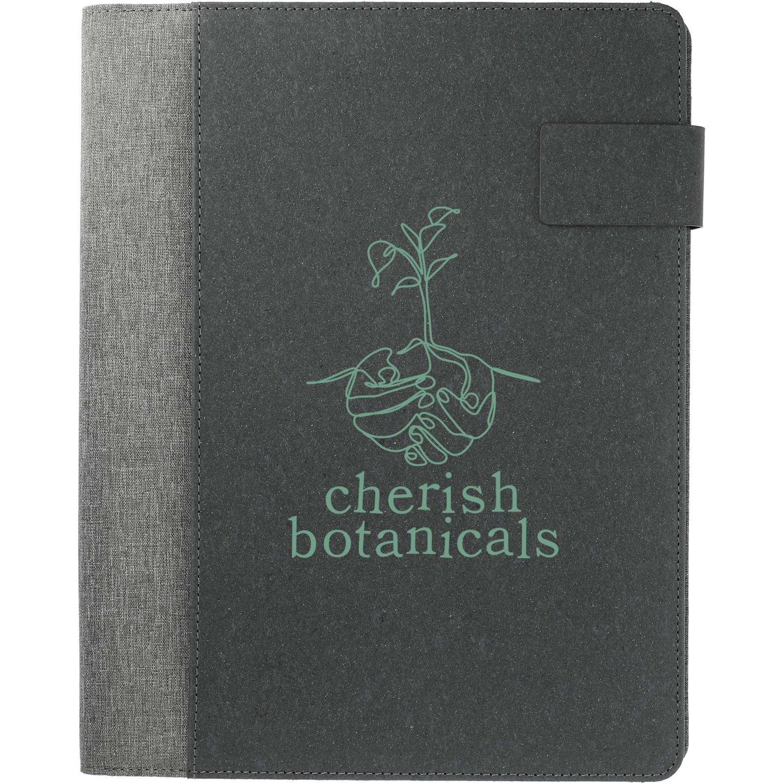 0911-14GY_D_FRONT Reclaim RPET 5000 mAh Wireless Charging Writing Pad with FSC® Mix Paper - Image 1