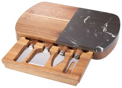 Black Marble Cheese Board Set with Knives