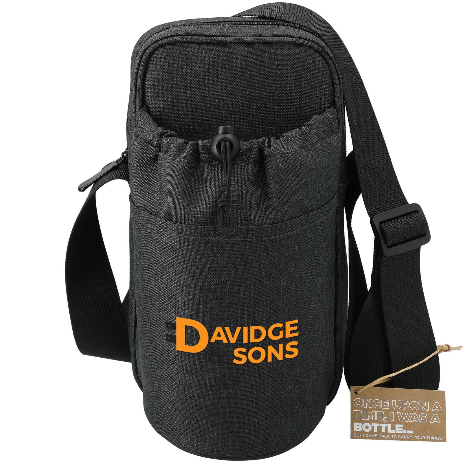 1600-29CA_D_FR Traver RPET Adjustable Bottle Sling Cooler w/Pouch - Image 1