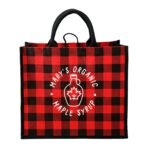 Buffalo Plaid Printed Jute Tote
