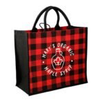 Buffalo Plaid Printed Jute Tote - Image 4