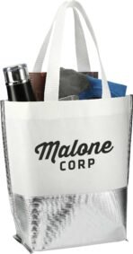 Large Laminated Metallic Bottom Tote - Image 5