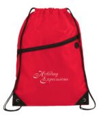 Robin Drawstring Polyester Bag with Front Zipper Pocket