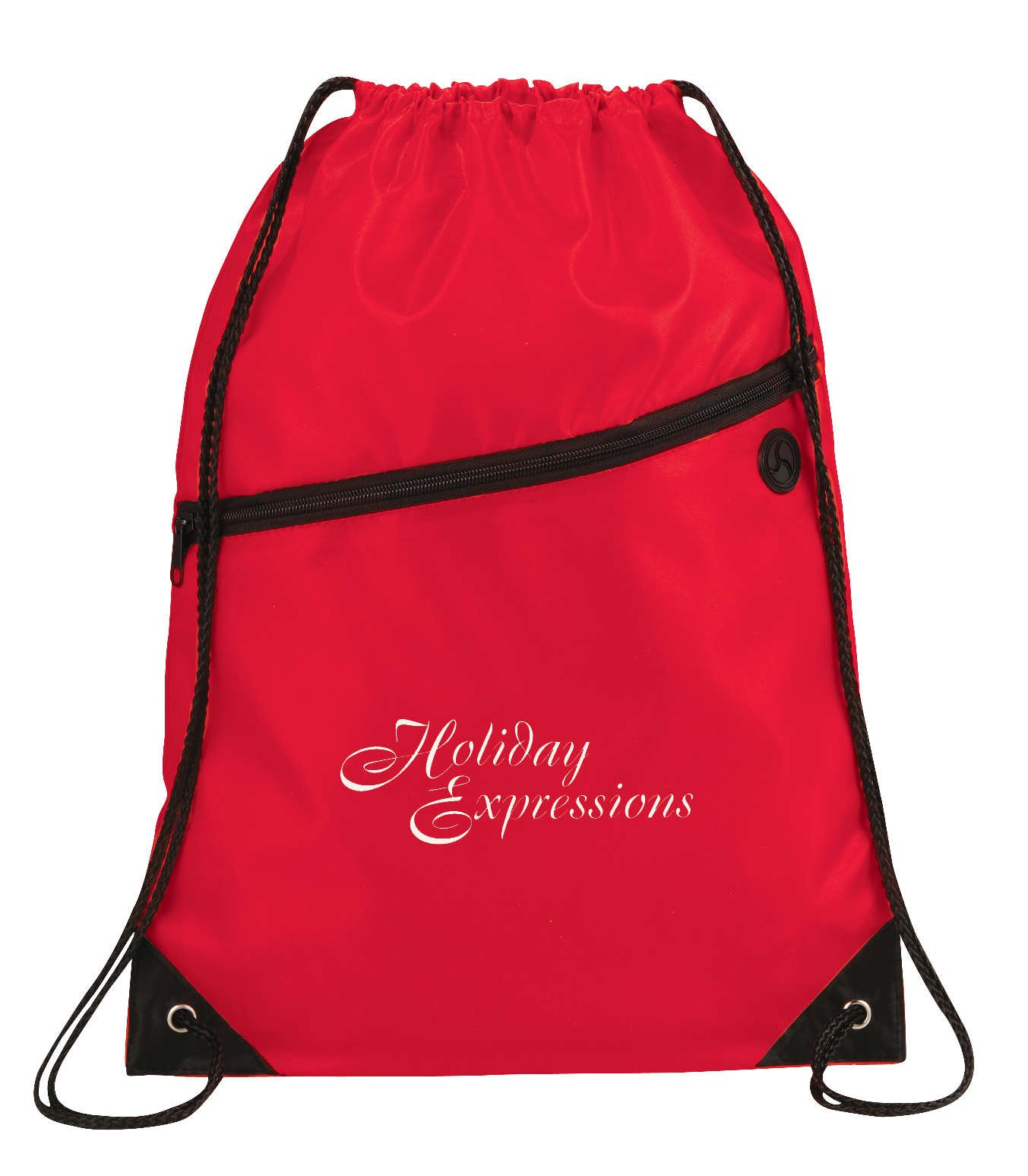 SM-7353RE_D_FR_1446 Robin Drawstring Polyester Bag with Front Zipper Pocket - Image 1