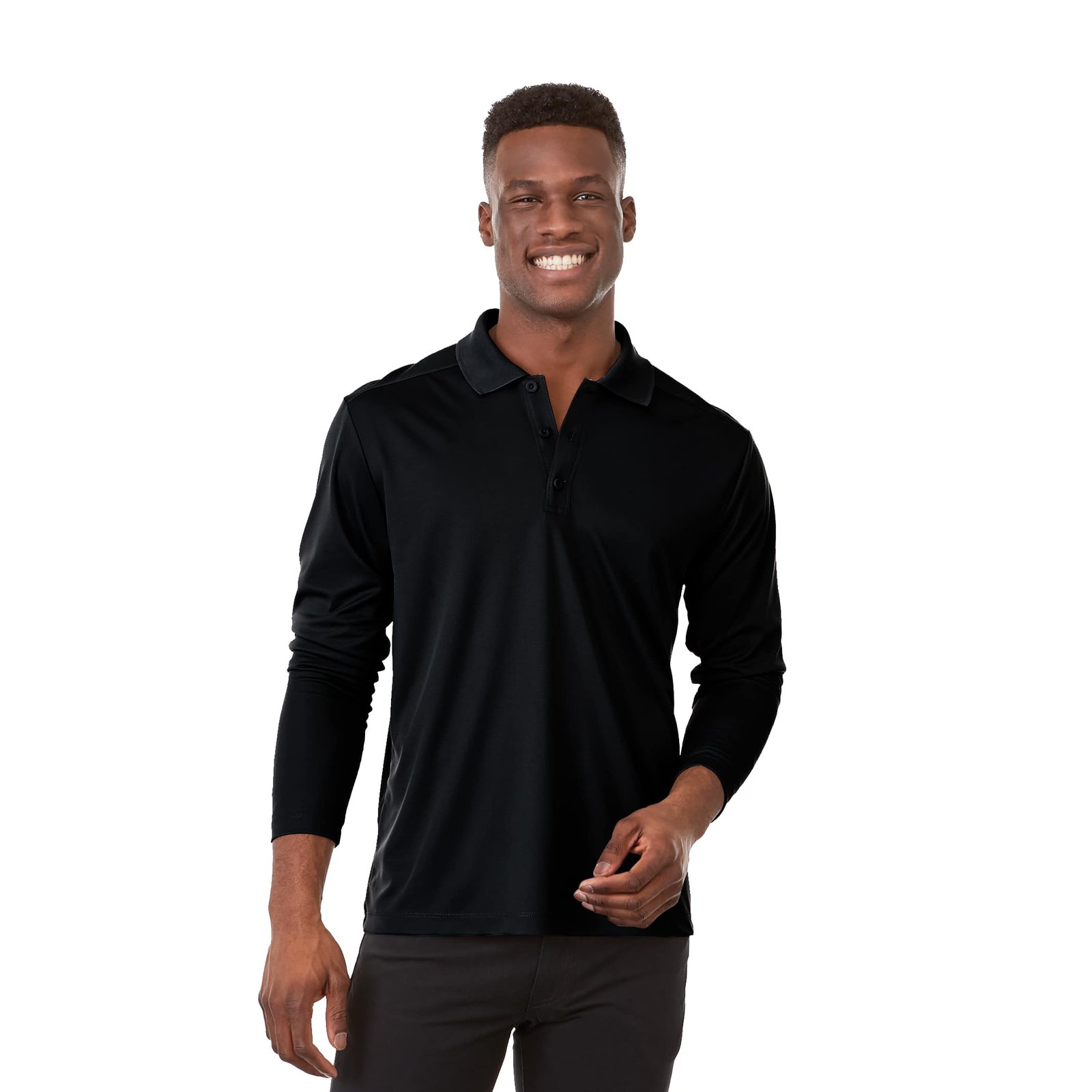 TM16255_995_B_FR_ONS_nobg Men's MORI Long Sleeve Performance Polo - Image 1