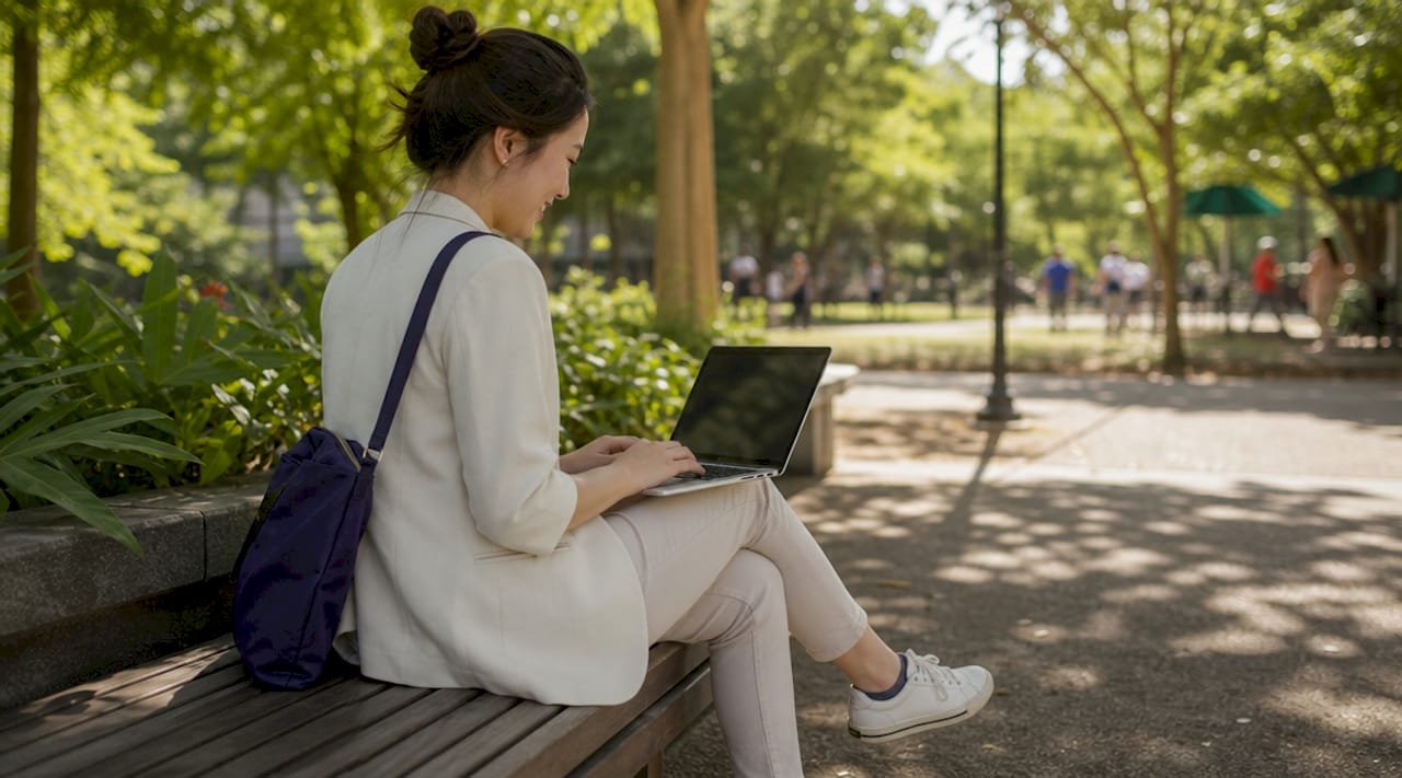 Employee browsing company swag store online