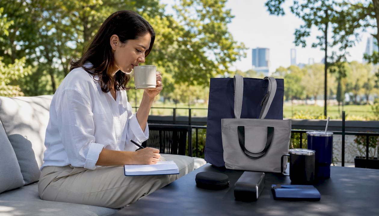 Professional sorting personalized corporate gifts in office
