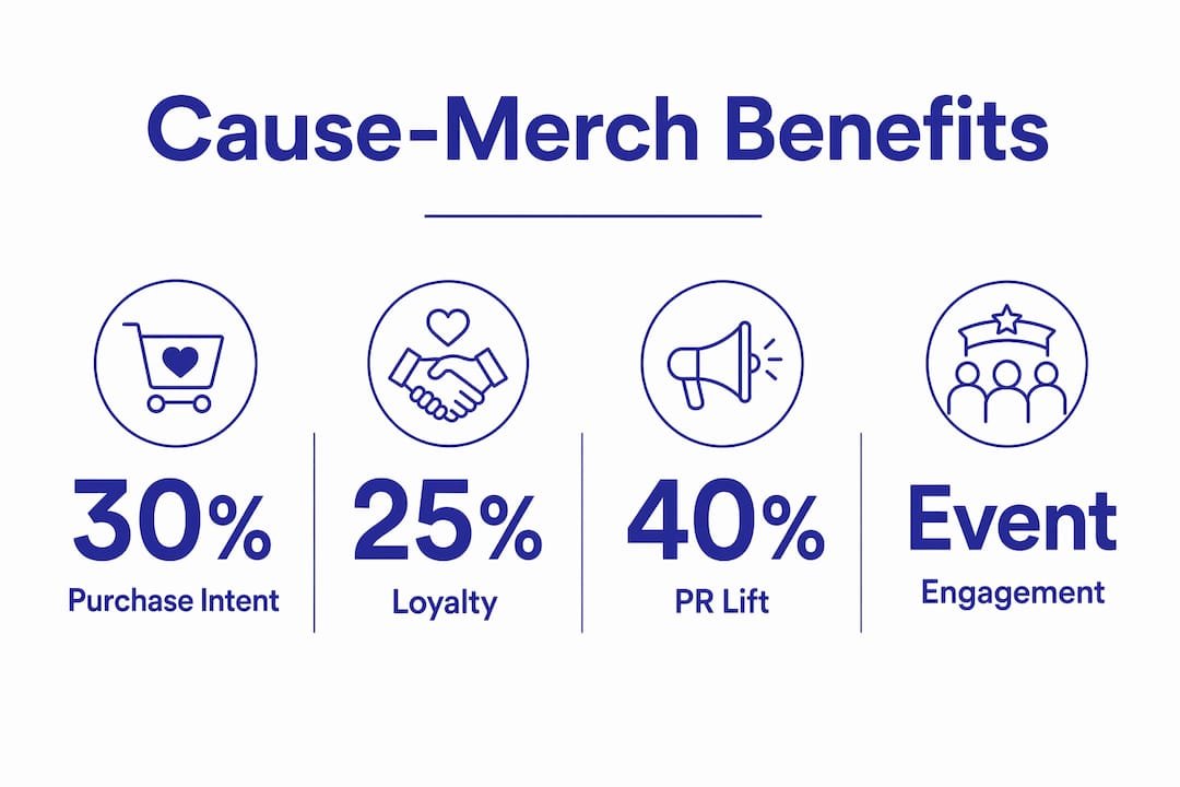 Infographic showing cause-merch marketing benefits