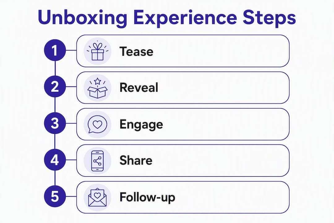 Infographic of unboxing experience process steps