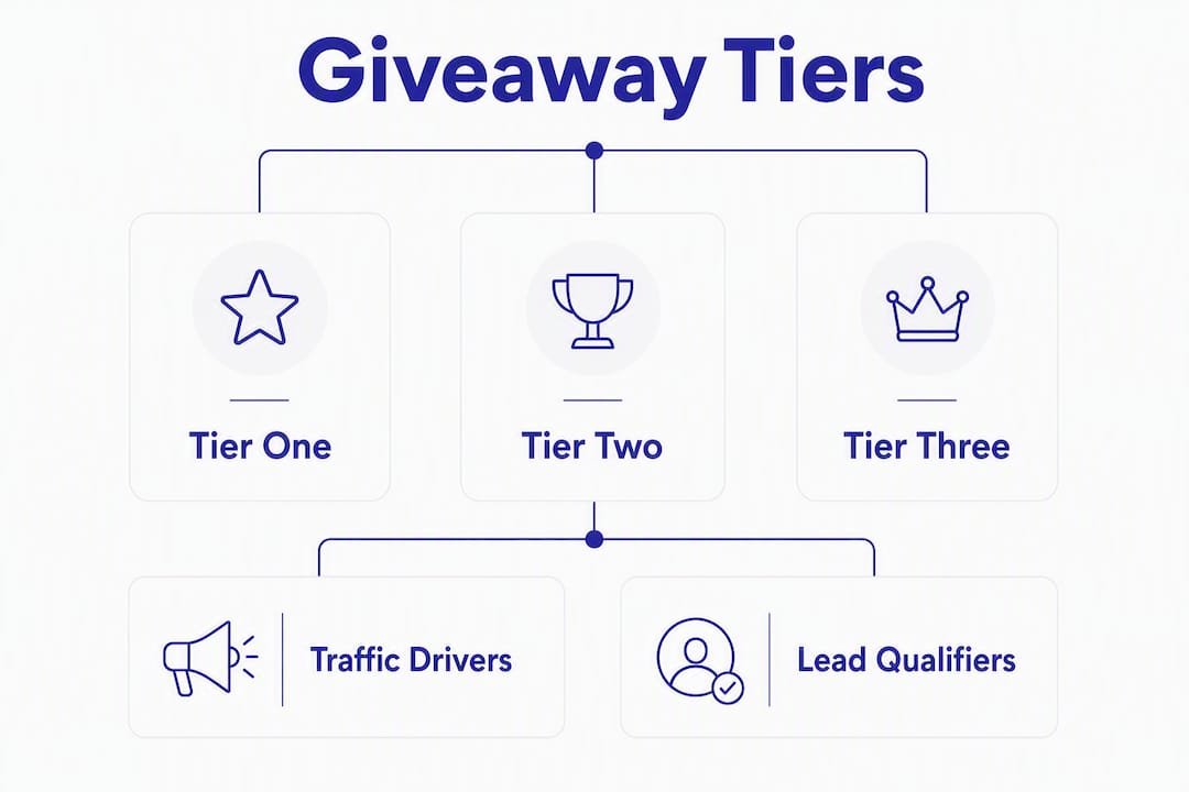 Infographic showing giveaway tier hierarchy for trade shows