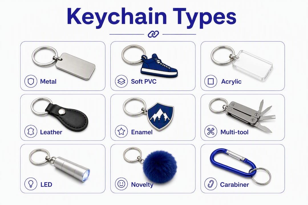 Infographic depicting hierarchy of keychain types