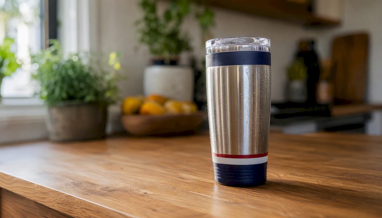 Insulated patriotic stainless tumbler detail