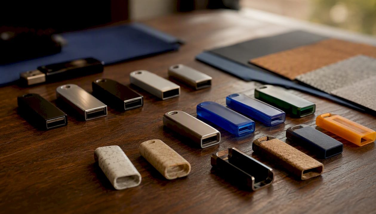 Varied USB drive material texture samples