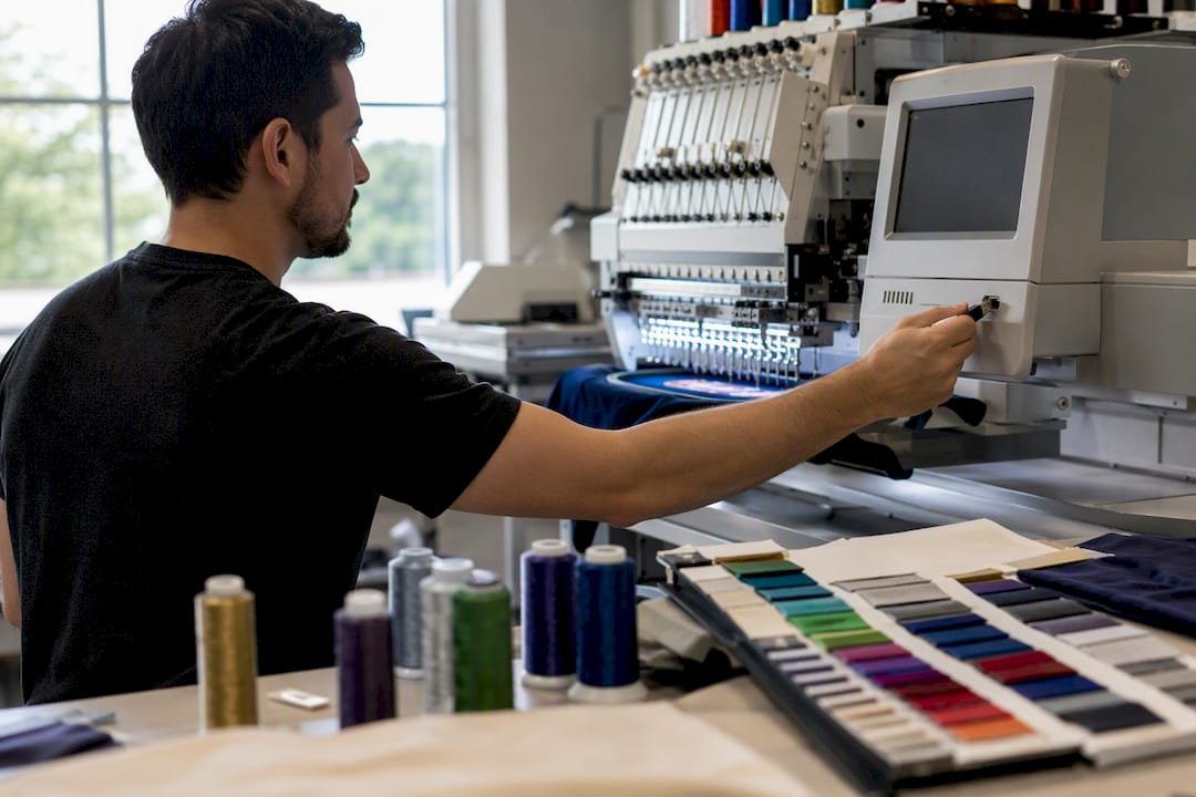 Hand loading embroidery file into machine