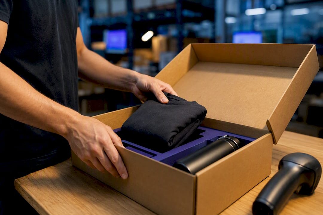 Hands assembling an event swag kit