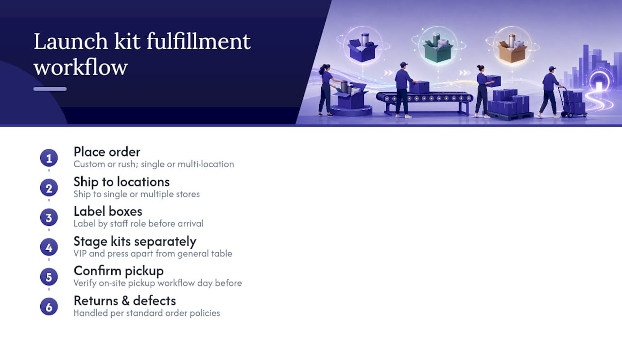 Store opening kit fulfillment workflow