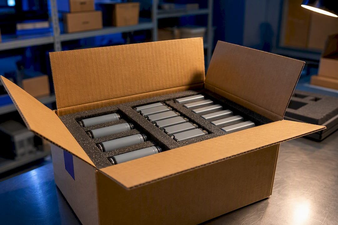 Lithium batteries secured inside shipping packaging