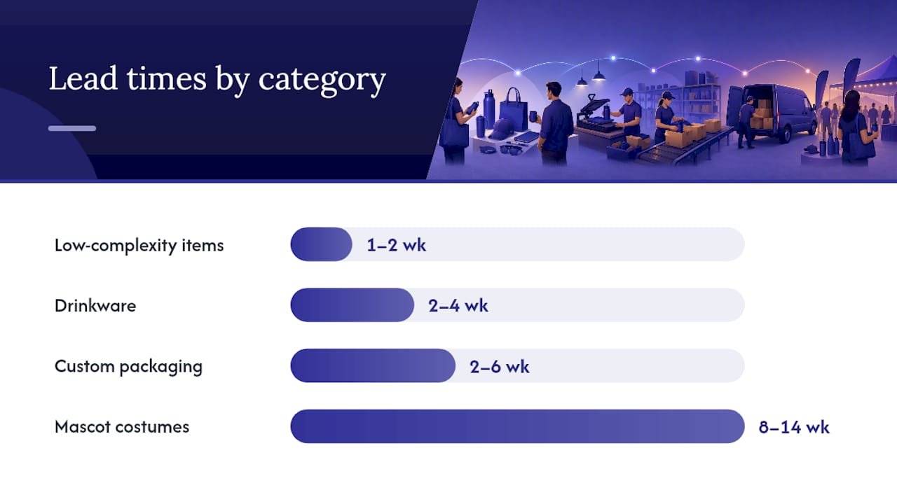 Promotional product lead time ranges
