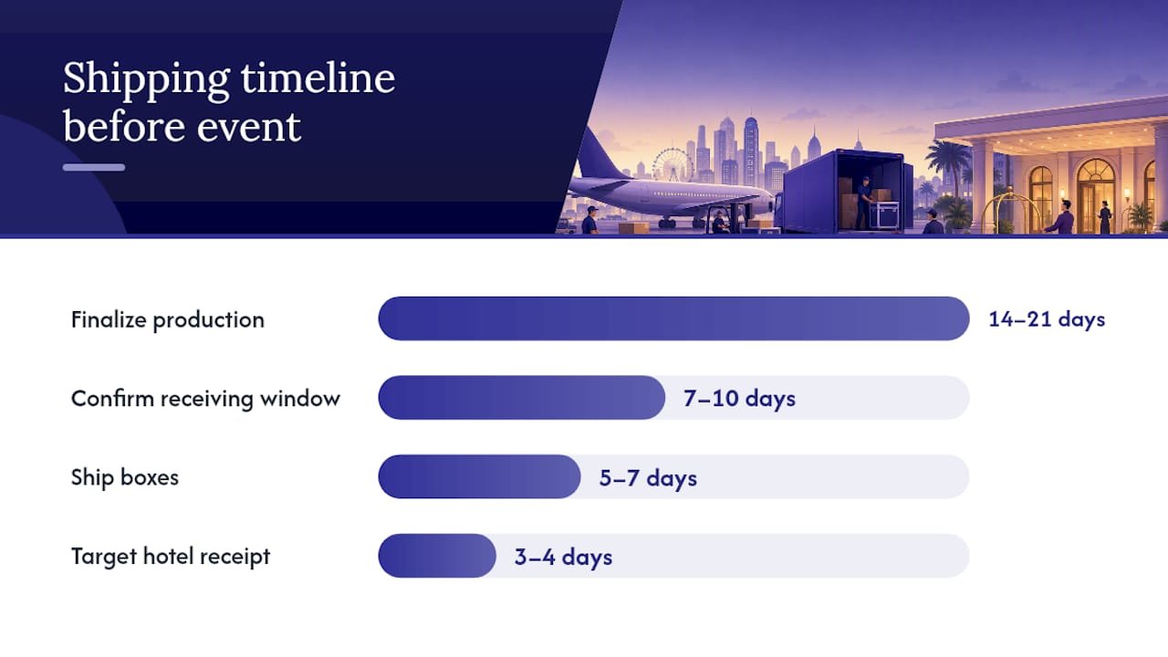 When Should You Ship Swag to Arrive at a Hotel? — overview diagram