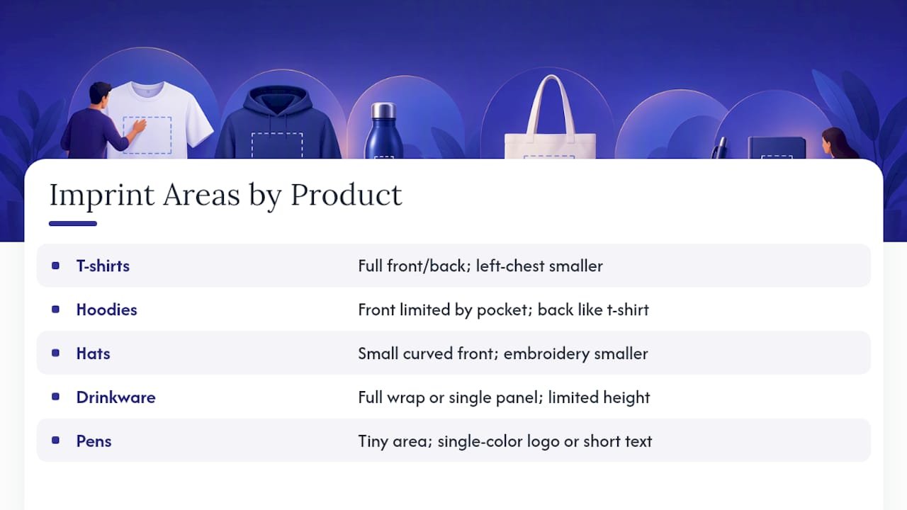 Imprint Areas by Product Type — overview diagram