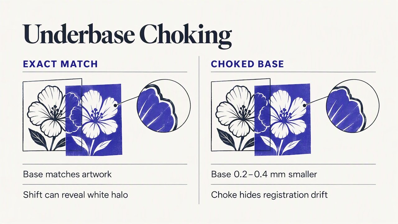 Underbase choke prevents white edge halos