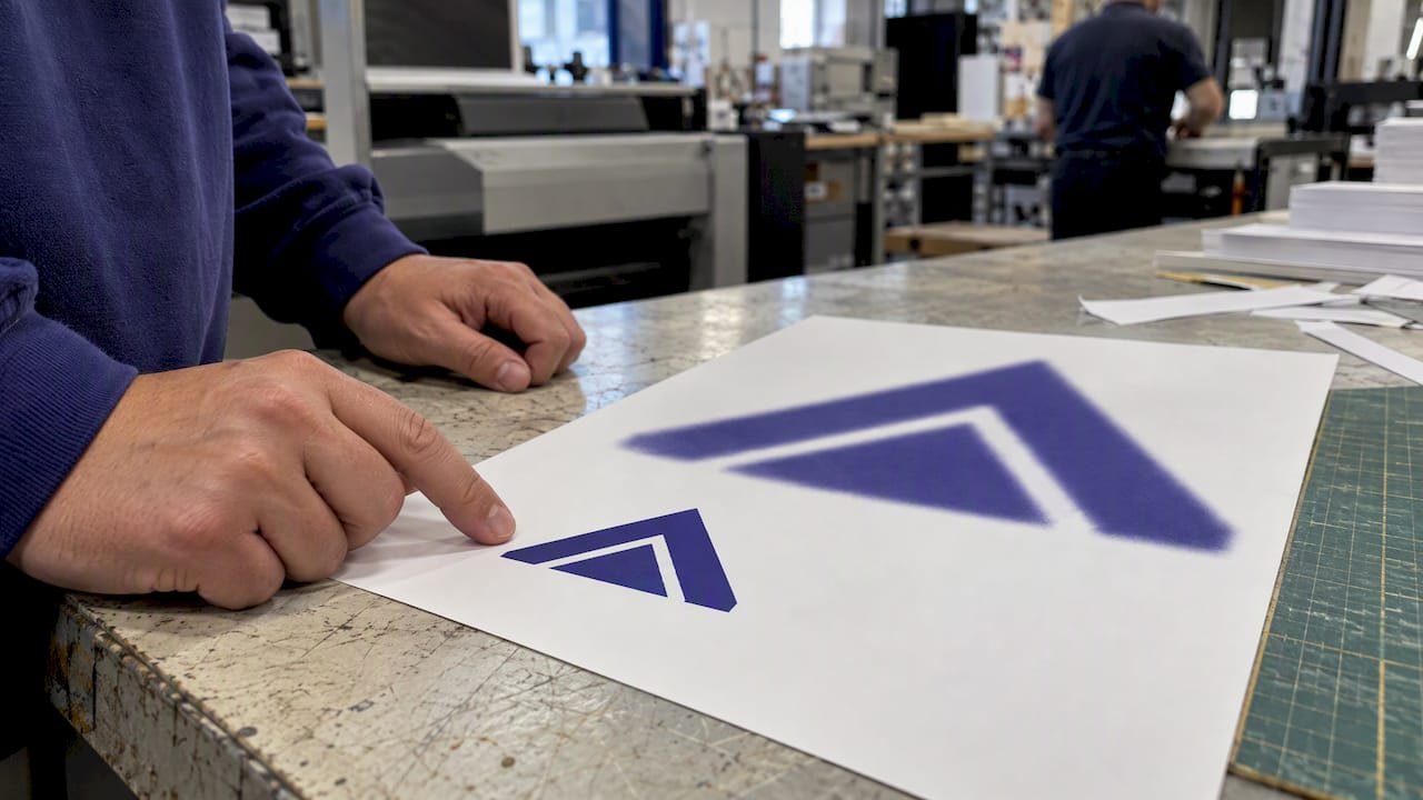 Logo proof showing sharp and soft print edges