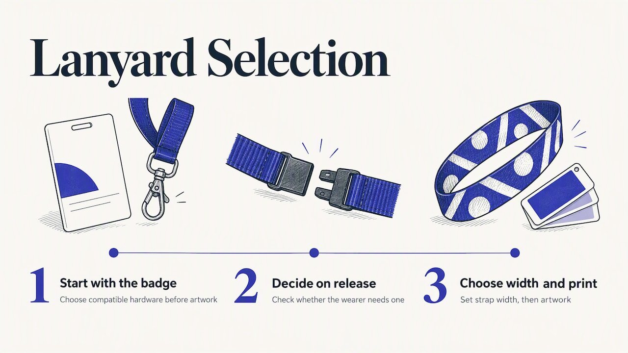 Steps for choosing lanyard hardware and print