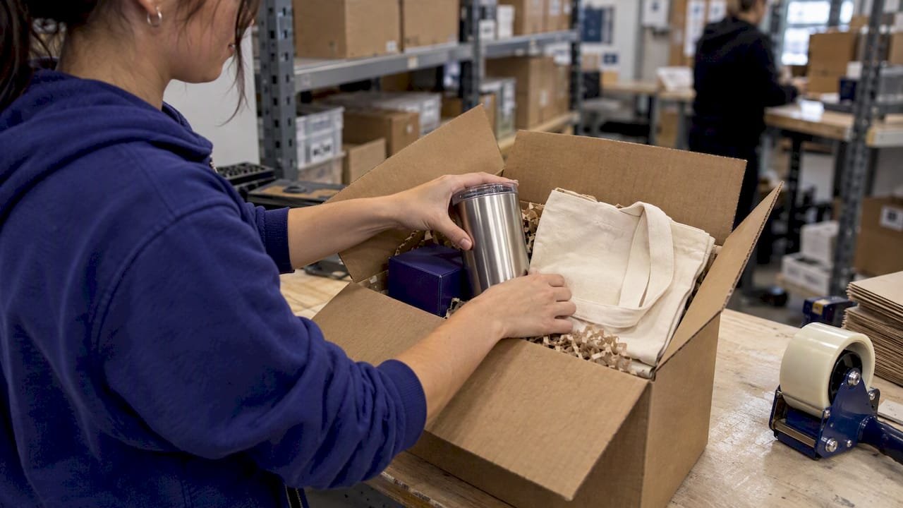 Referral gift items packed for shipping